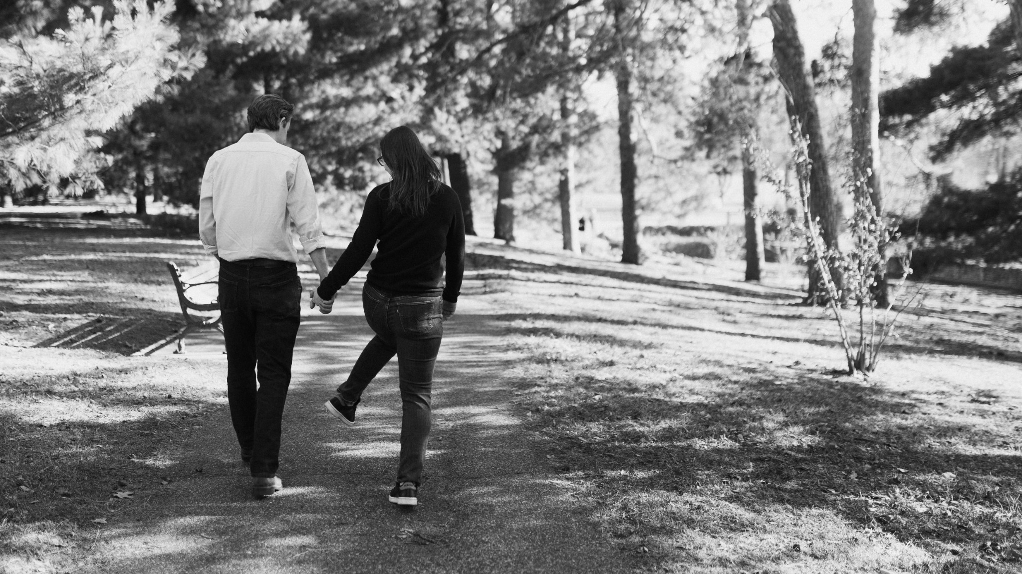 James and Rebecca walking hand in hand
